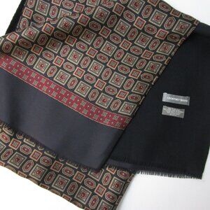 Vintage Reversible Scarf Silk Wool Hand Made Italy Burgundy Black